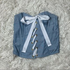 Victoria’s Secret light blue lace up corset top